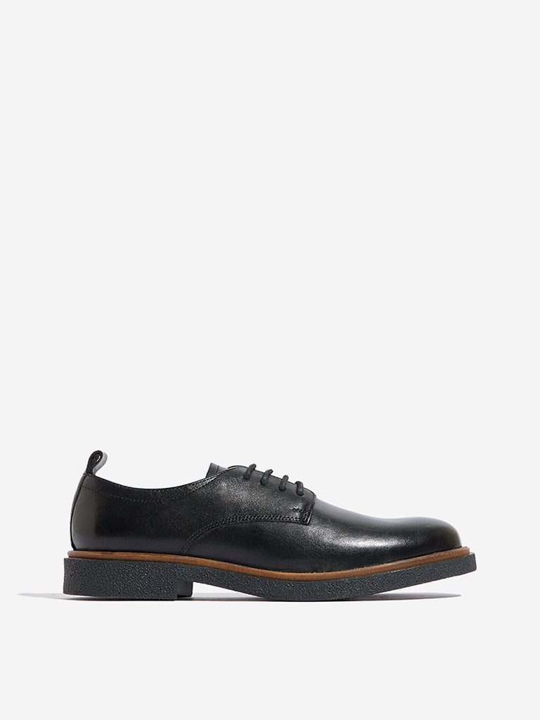 LUNA BLU Black Faux-Leather Derby Shoes