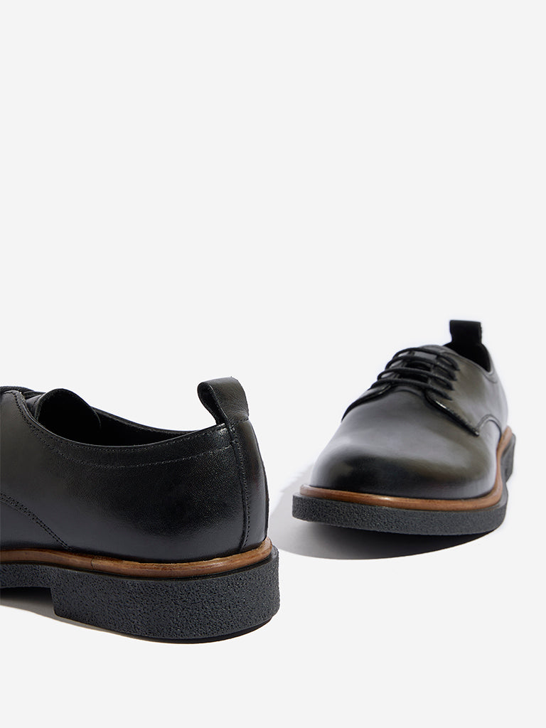 LUNA BLU Black Faux-Leather Derby Shoes