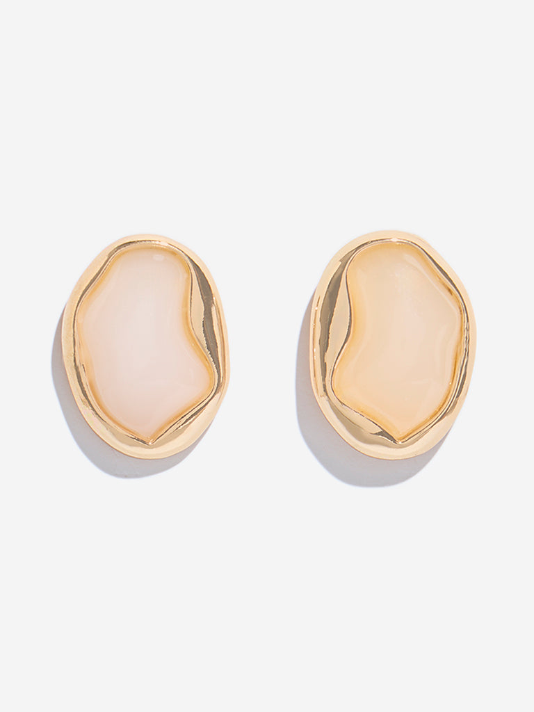 Westside Accessories Light Pink Big Gemstone Stud Earrings