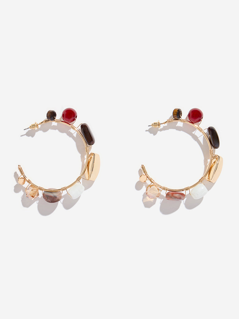 Westside Accessories Multicolour Gemstone Big Hoop Earrings