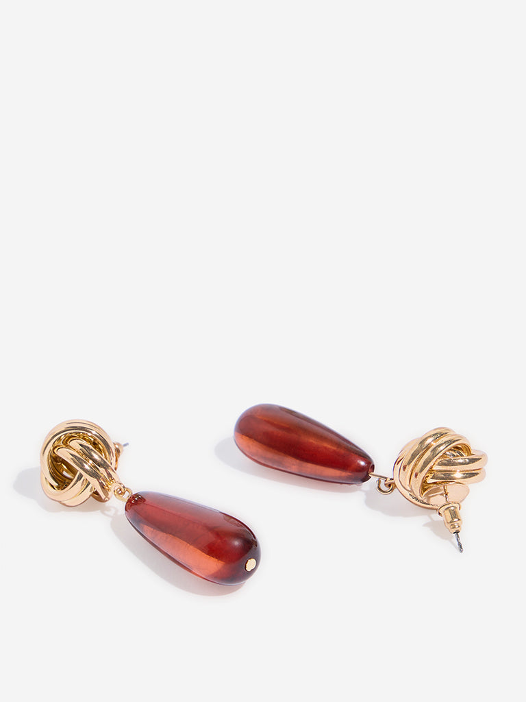 Westside Accessories Gold Gemstone Drop Earrings