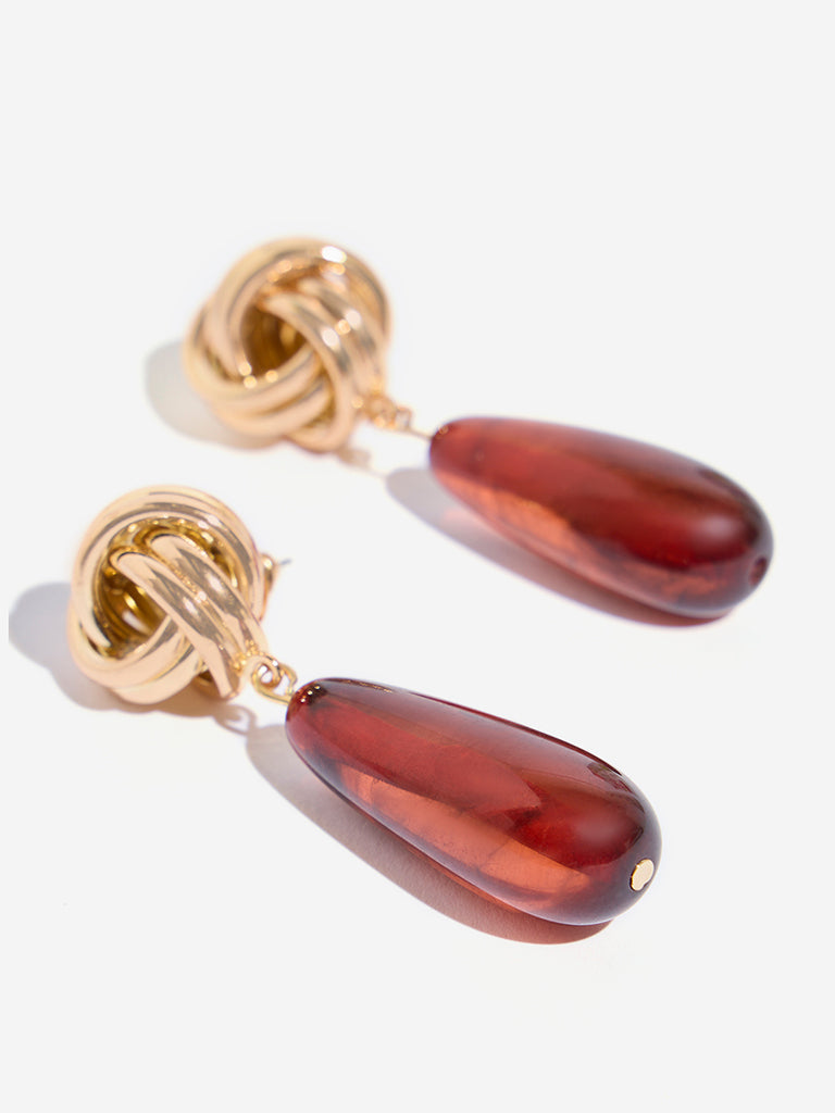 Westside Accessories Gold Gemstone Drop Earrings