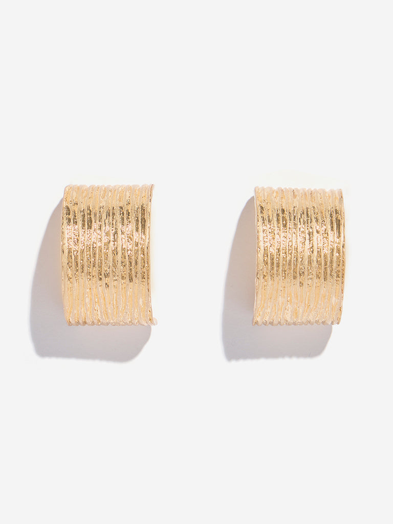 Westside Accessories Gold Textured Chunky Hoop Earrings