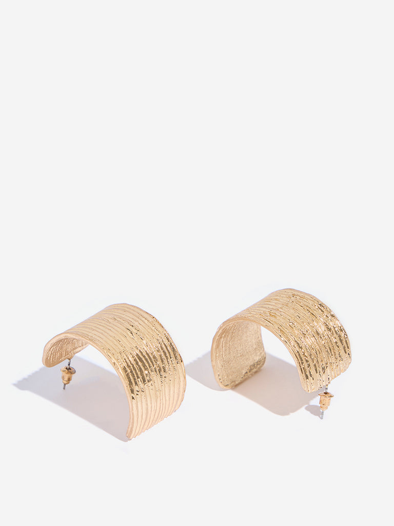 Westside Accessories Gold Textured Chunky Hoop Earrings