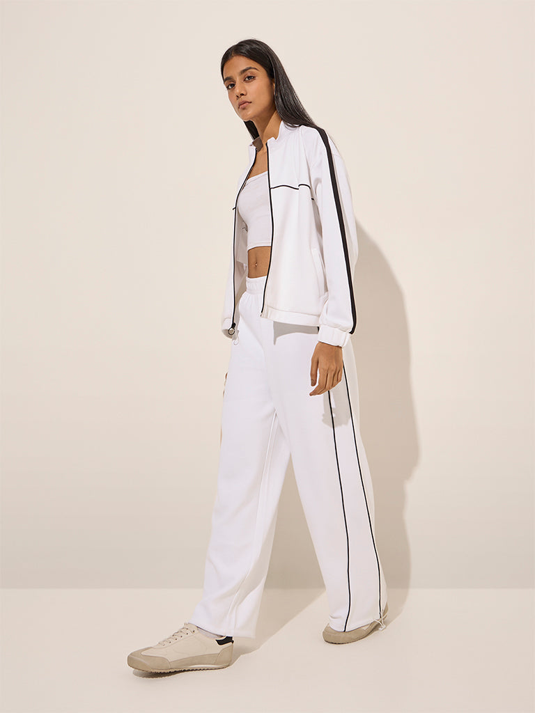 LOV White Contrast-Detailed Mid-Rise Track Pants