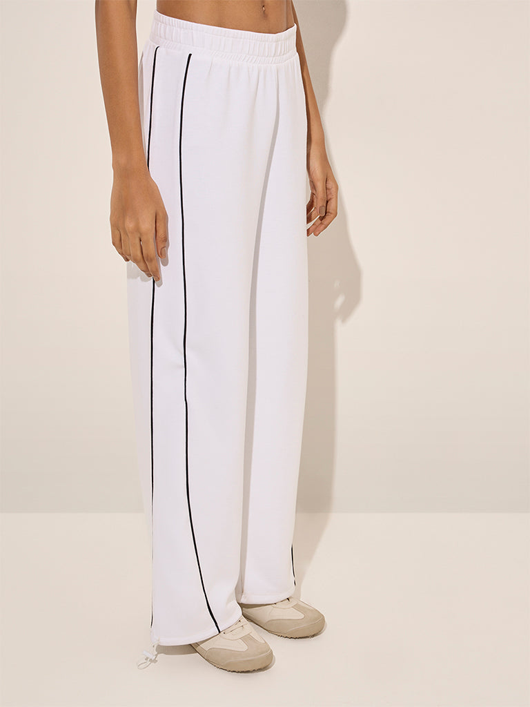 LOV White Contrast-Detailed Mid-Rise Track Pants