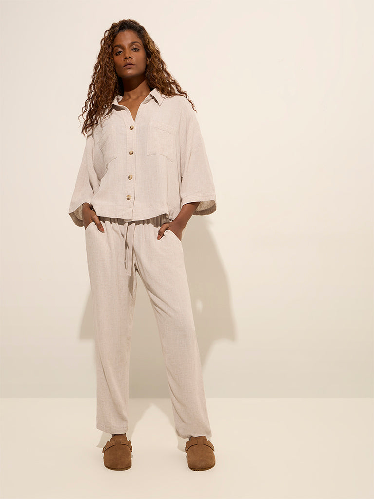 Wunderlove Off-White Shirt and Pyjamas Set