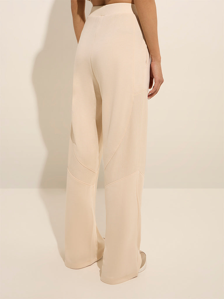 Studiofit Off-White High-Rise Cotton-Blend Track Pants