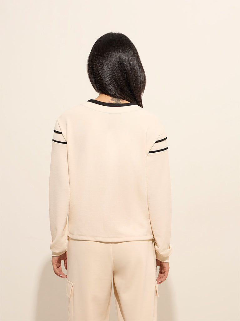 Studiofit Off-White Ribbed Cotton Jacket