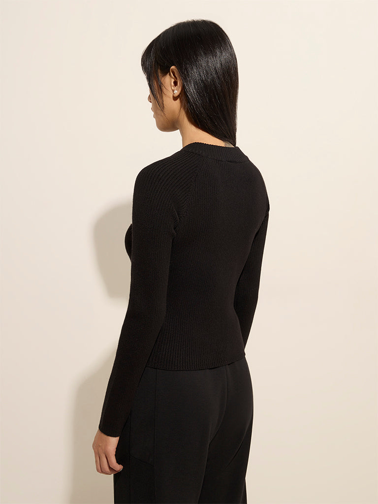 Studiofit Black Ribbed Top