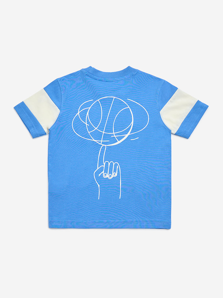 HOP Kids Blue Graphic Design Cotton T-Shirt