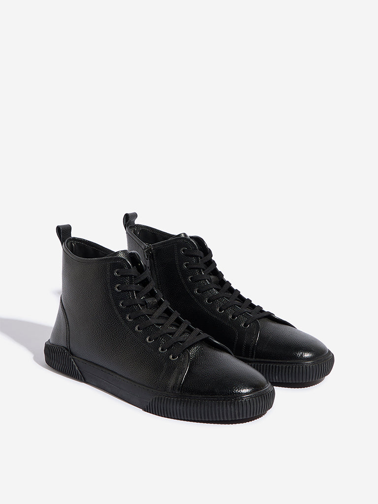 SOLEPLAY Black Lace-Up High-Top Boots