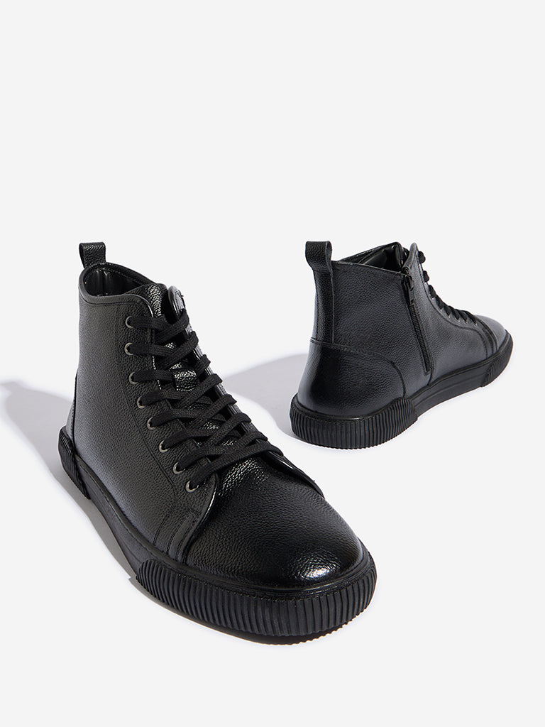 SOLEPLAY Black Lace-Up High-Top Boots