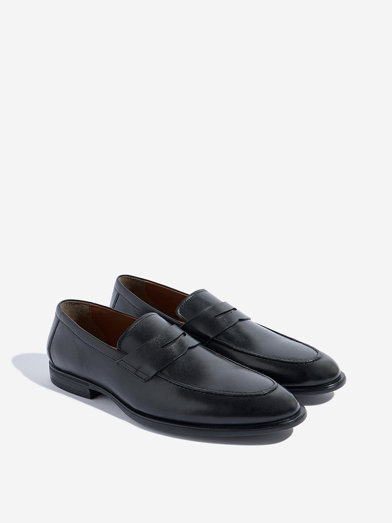 SOLEPLAY Black Formal Leather Penny Loafers