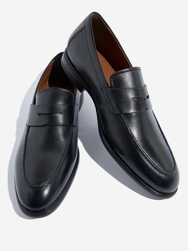 SOLEPLAY Black Formal Leather Penny Loafers