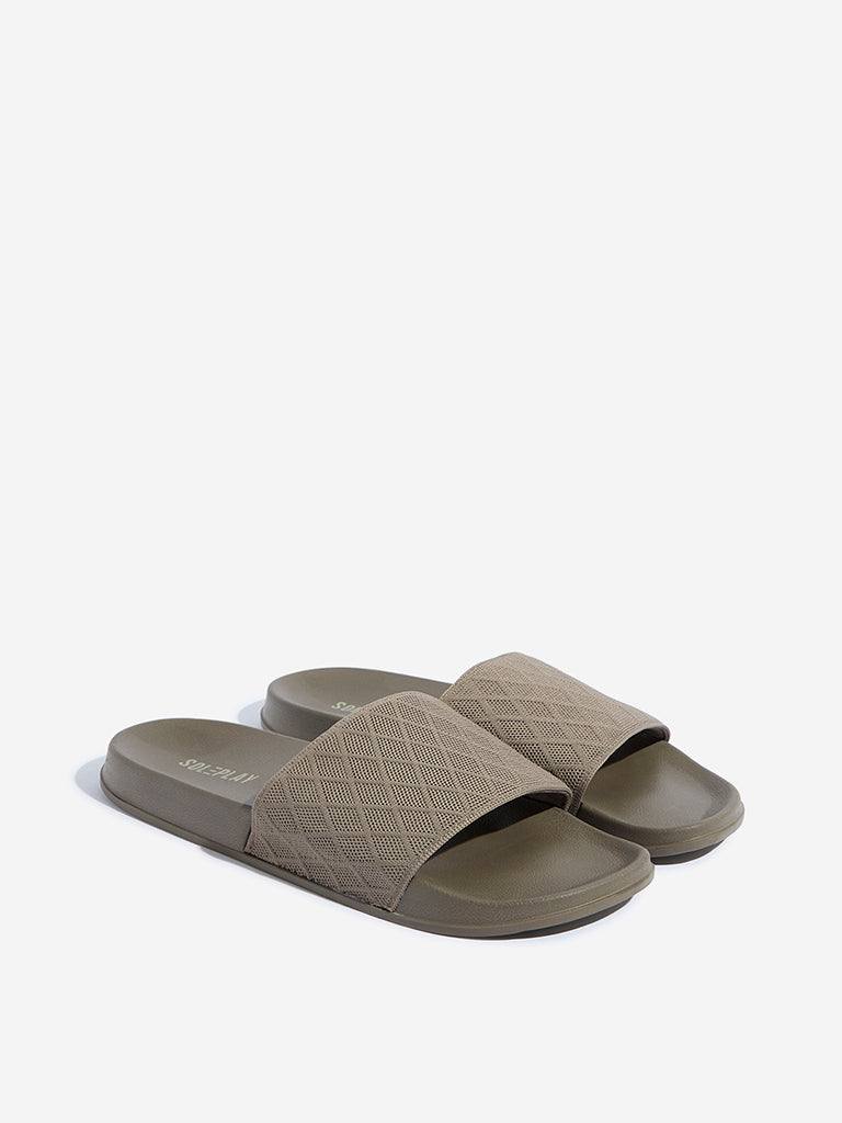 SOLEPLAY Beige Knit-Textured Slides