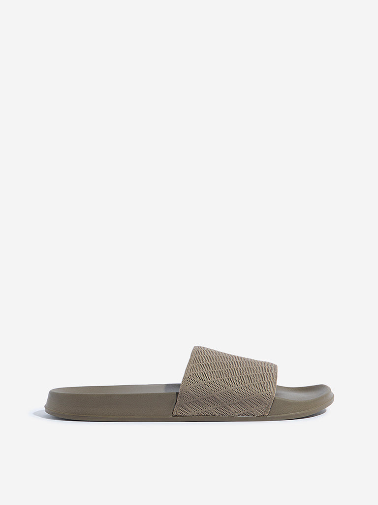 SOLEPLAY Beige Knit-Textured Slides