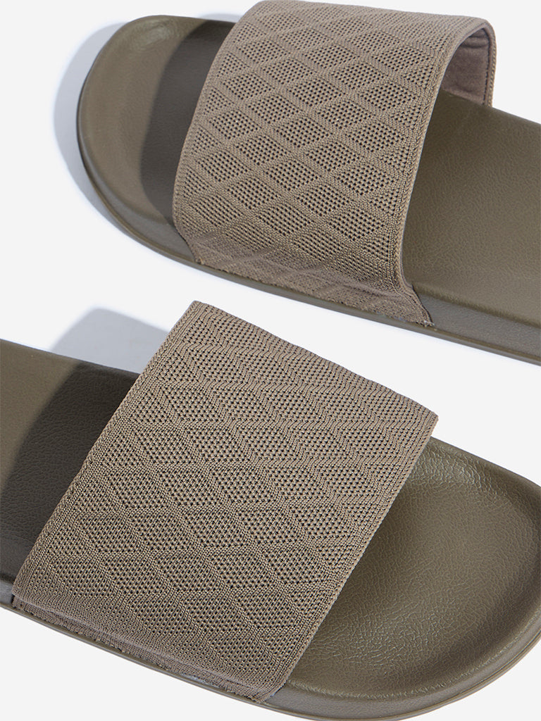 SOLEPLAY Beige Knit-Textured Slides