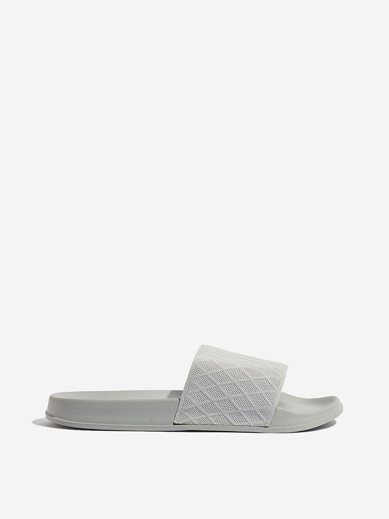 SOLEPLAY Grey Knit-Textured Slides