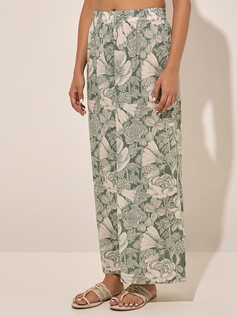 Zuba Green Foliage Design Palazzos