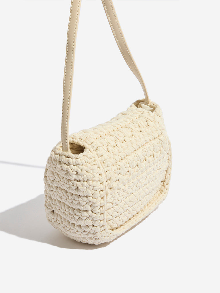 Westside Off-White Crochet-Detailed Sling Bag