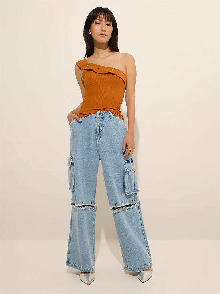 Nuon Light Blue High - Rise Wide Leg Jeans