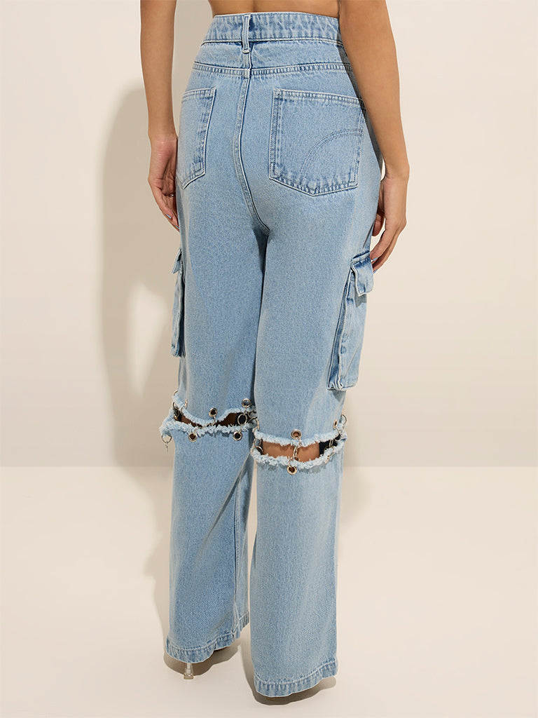 Nuon Light Blue High - Rise Wide Leg Jeans