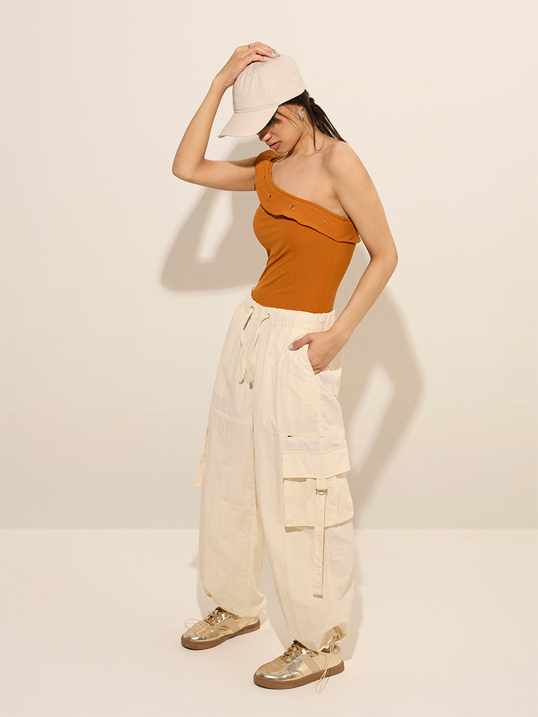 Nuon Cream Cargo-Style High-Rise Trousers