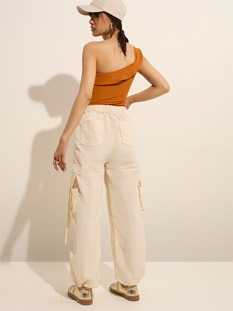 Nuon Cream Cargo-Style High-Rise Trousers