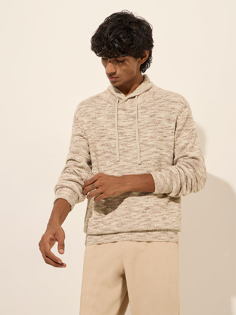 ETA Beige Textured Relaxed-Fit Sweater