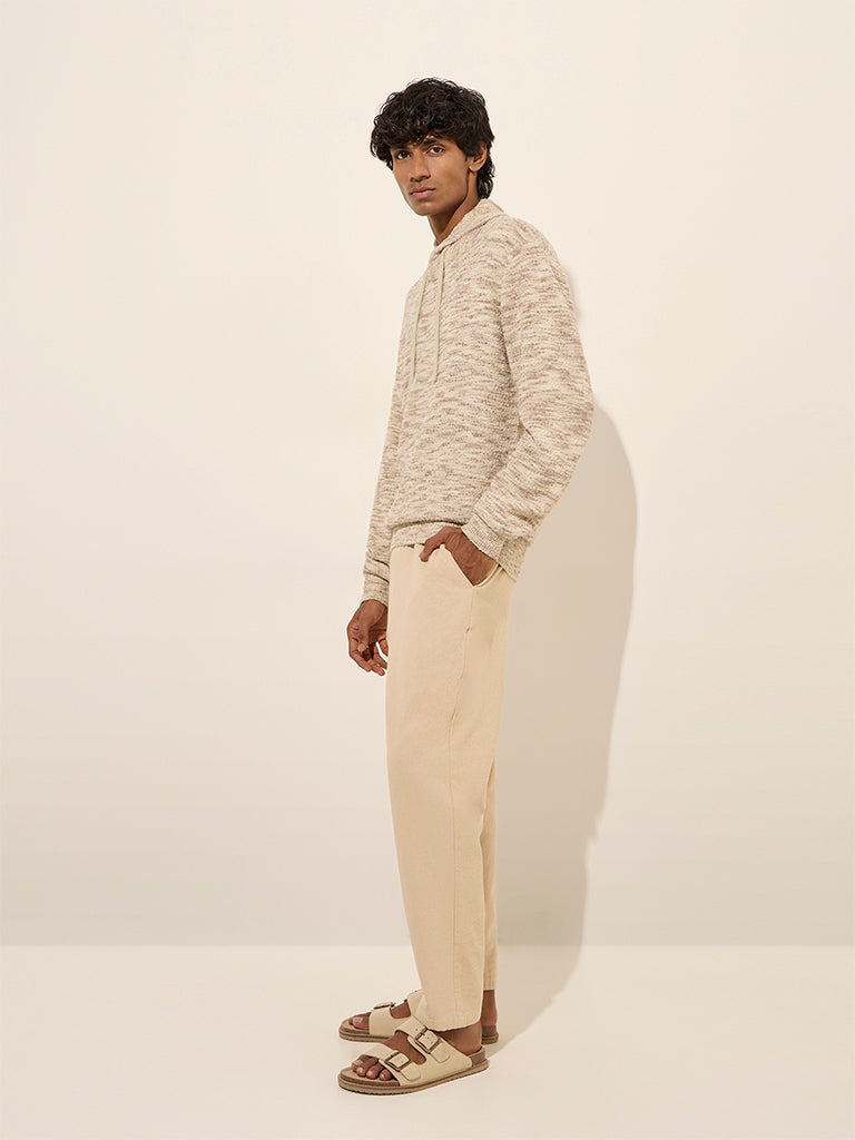 ETA Beige Textured Relaxed-Fit Sweater