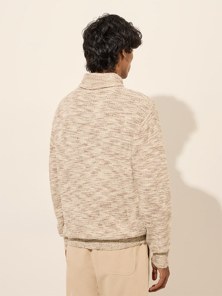 ETA Beige Textured Relaxed-Fit Sweater