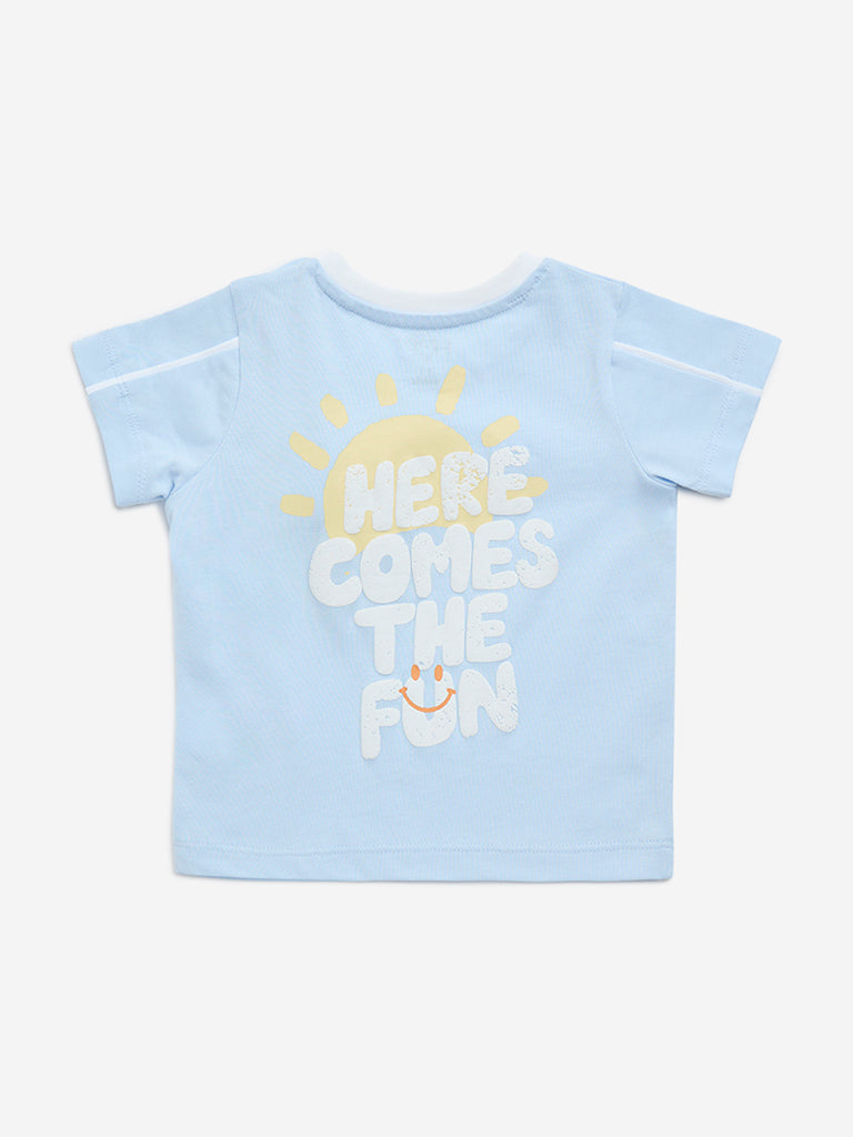 HOP Baby Blue Applique-Detailed Cotton T-Shirt