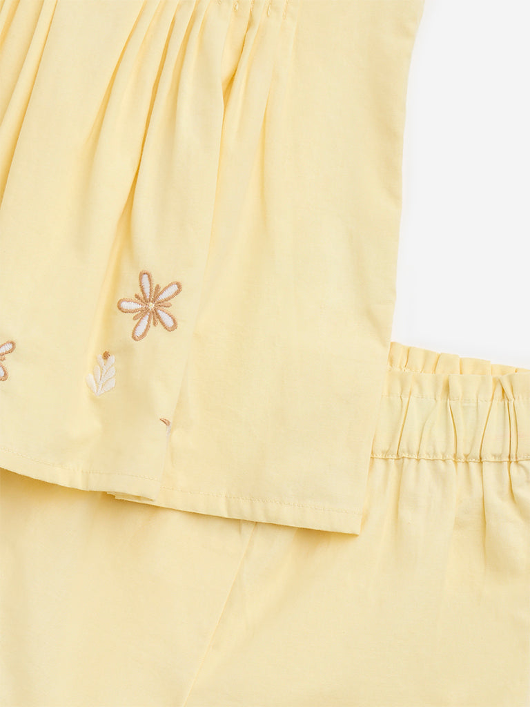 HOP Baby Yellow Pintuck Cotton Top with Shorts Set