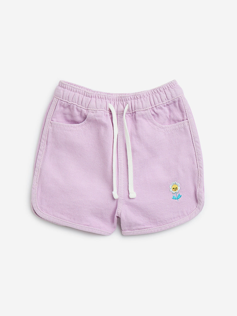 HOP Kids Lilac High-Rise Denim Shorts