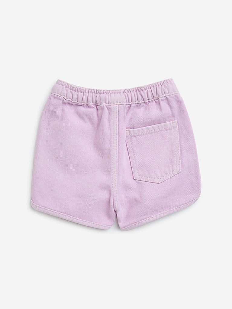 HOP Kids Lilac High-Rise Denim Shorts