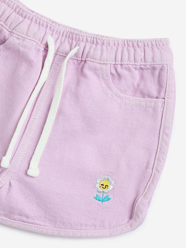 HOP Kids Lilac High-Rise Denim Shorts