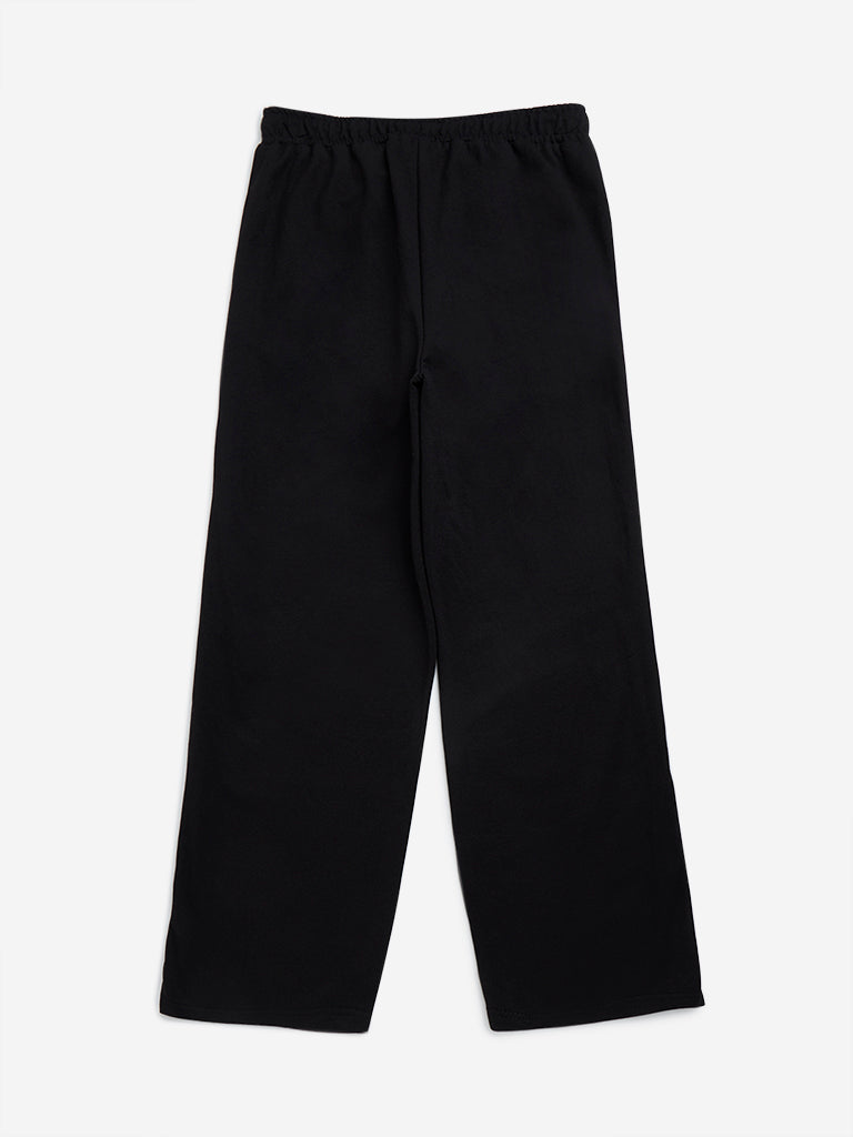 Y&F Kids Black Mid-Rise Cotton Track Pants