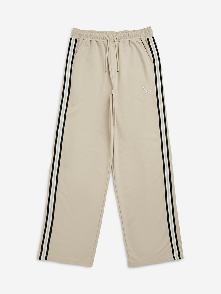 Y&F Kids Beige Mid-Rise Cotton Track Pants