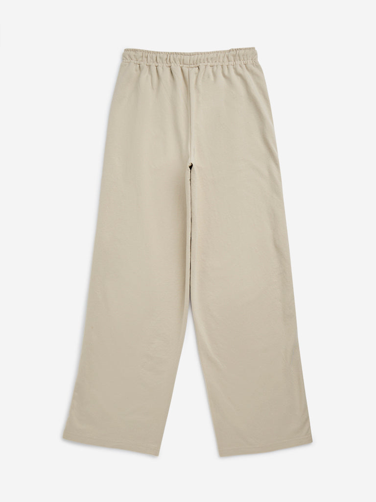 Y&F Kids Beige Mid-Rise Cotton Track Pants