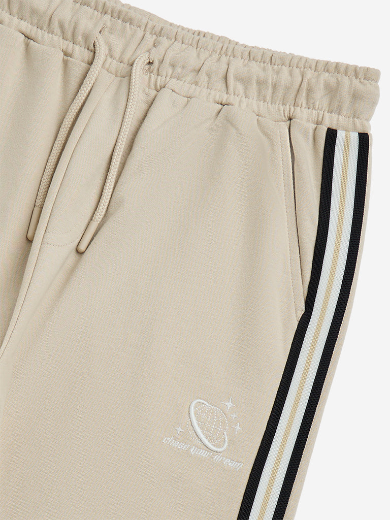 Y&F Kids Beige Mid-Rise Cotton Track Pants