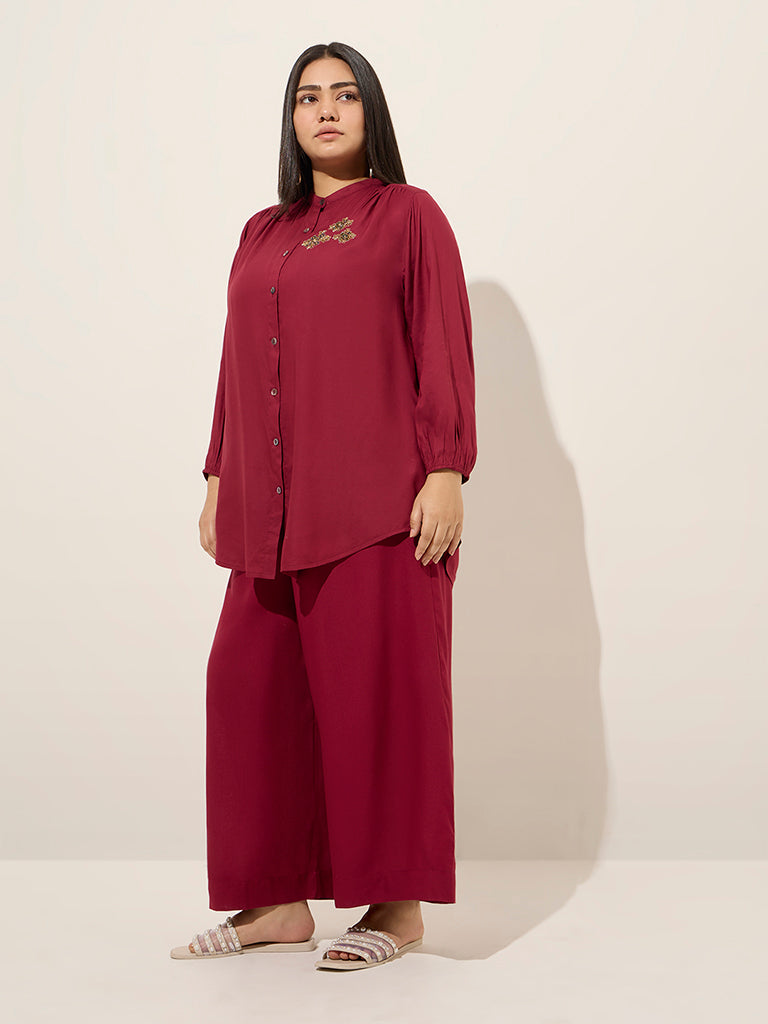 Diza Magenta Solid Palazzos