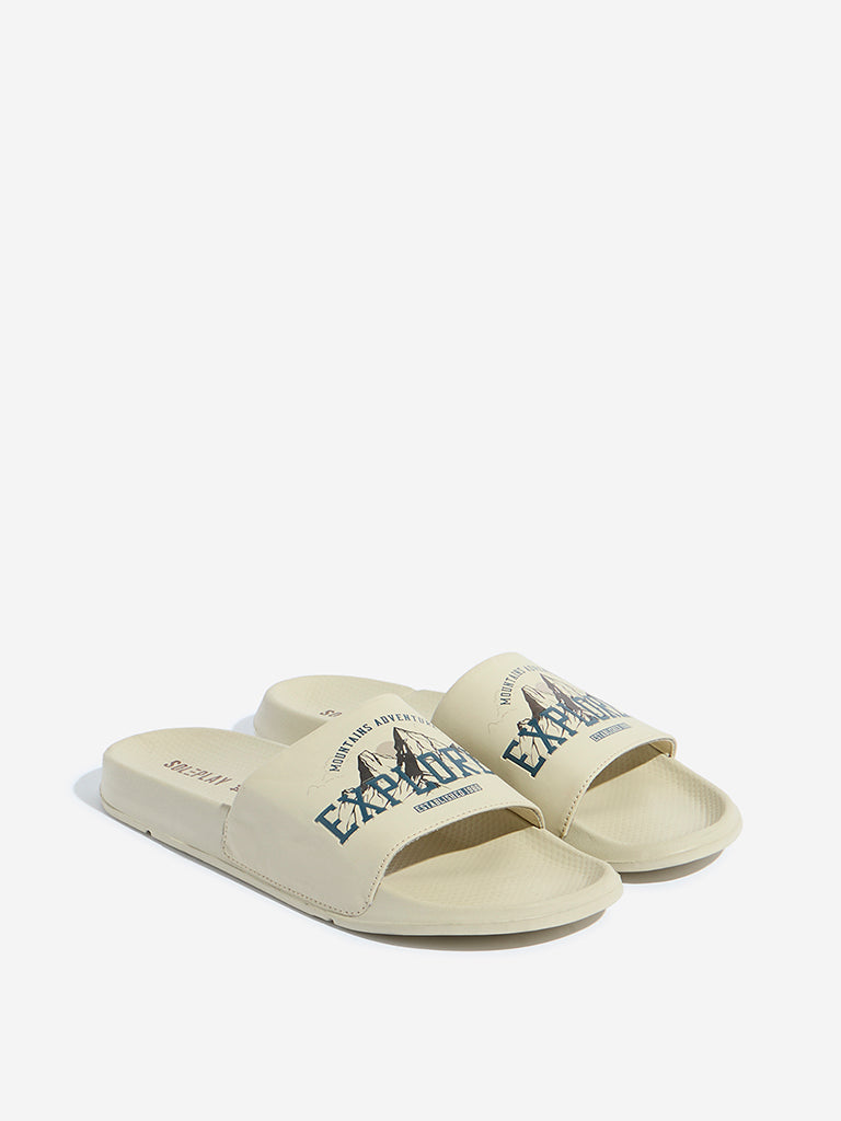 SOLEPLAY Beige Printed Pool Slides