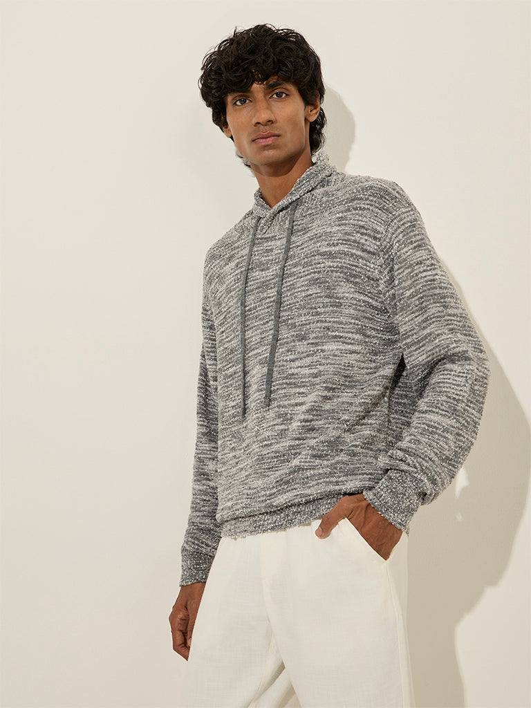 ETA Grey Textured Relaxed-Fit Sweater