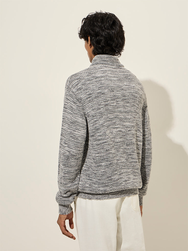 ETA Grey Textured Relaxed-Fit Sweater