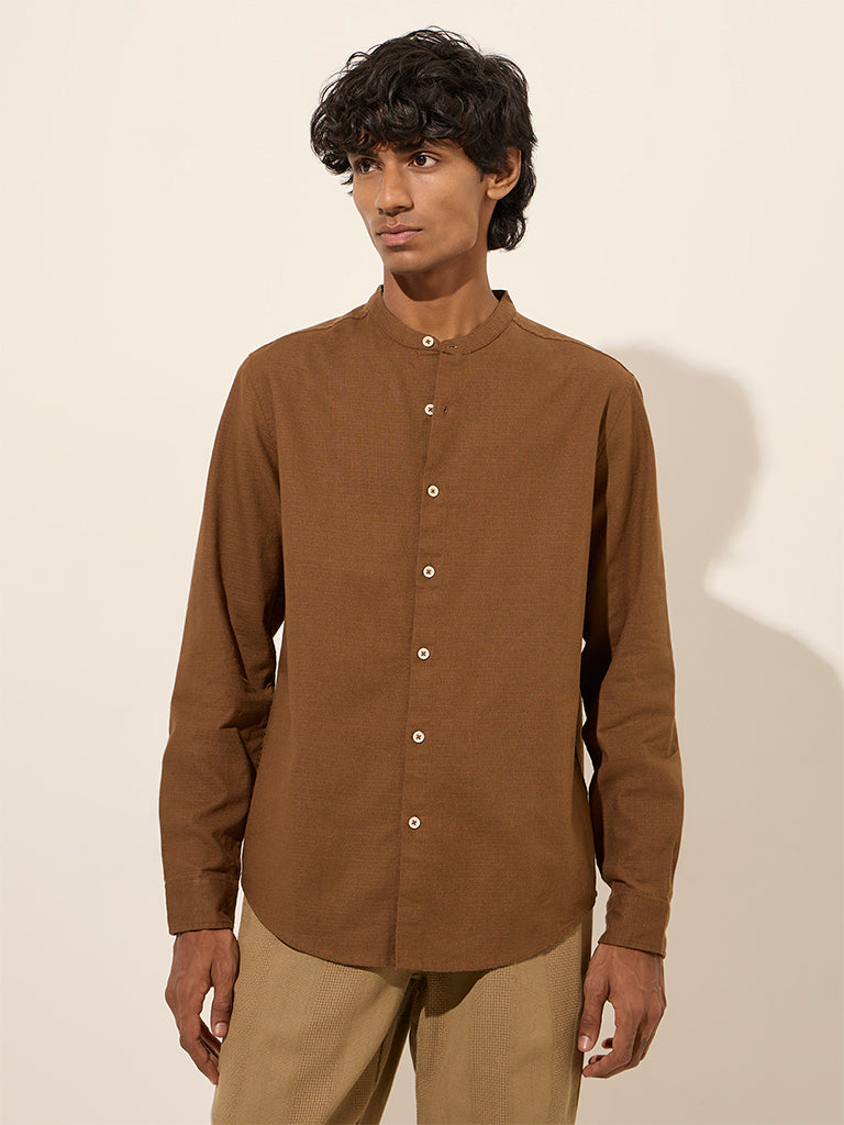 ETA Brown Resort-Fit Cotton Shirt