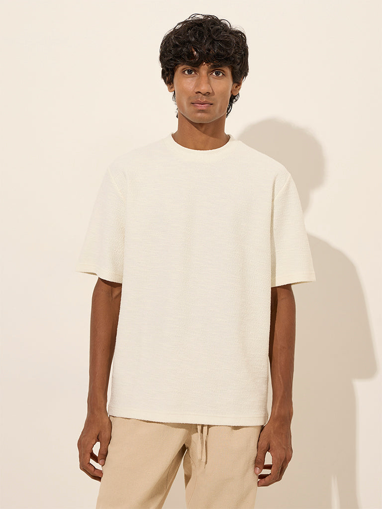 ETA Off-White Textured Relaxed-Fit T-Shirt