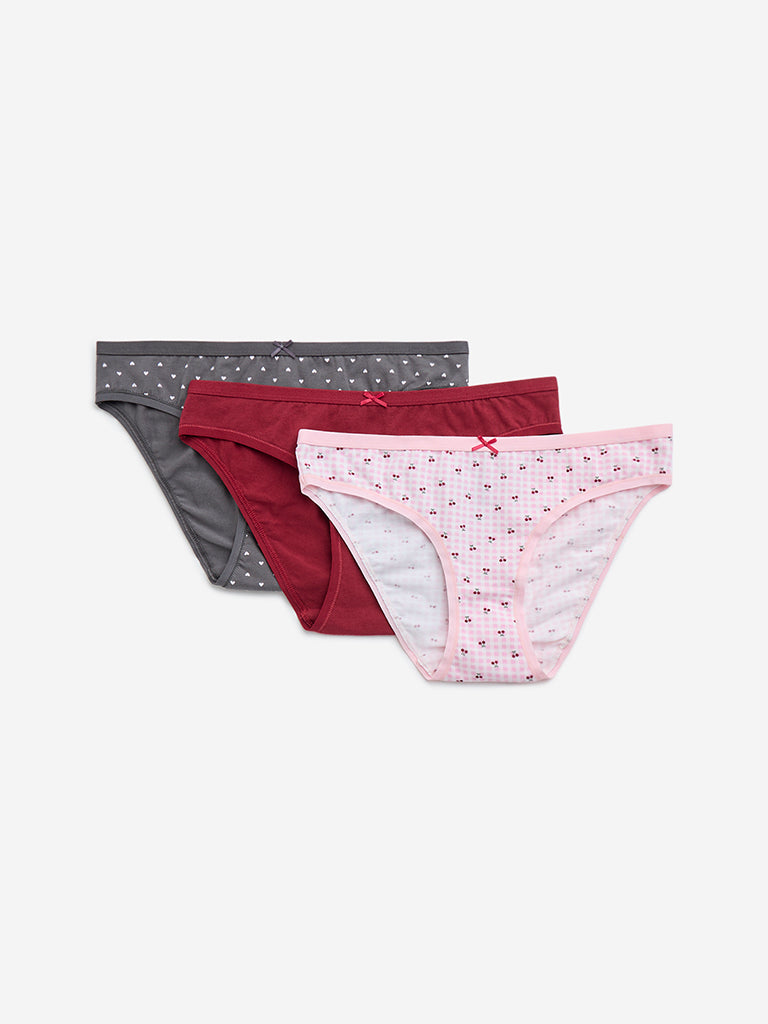 Wunderlove Multicolour Cotton-Blend Briefs - Pack of 3