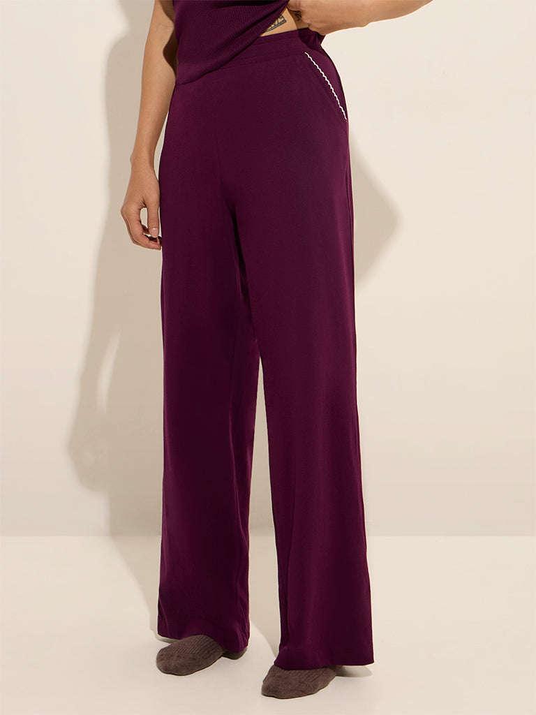 Superstar Purple High-Rise Cotton Blend Pants