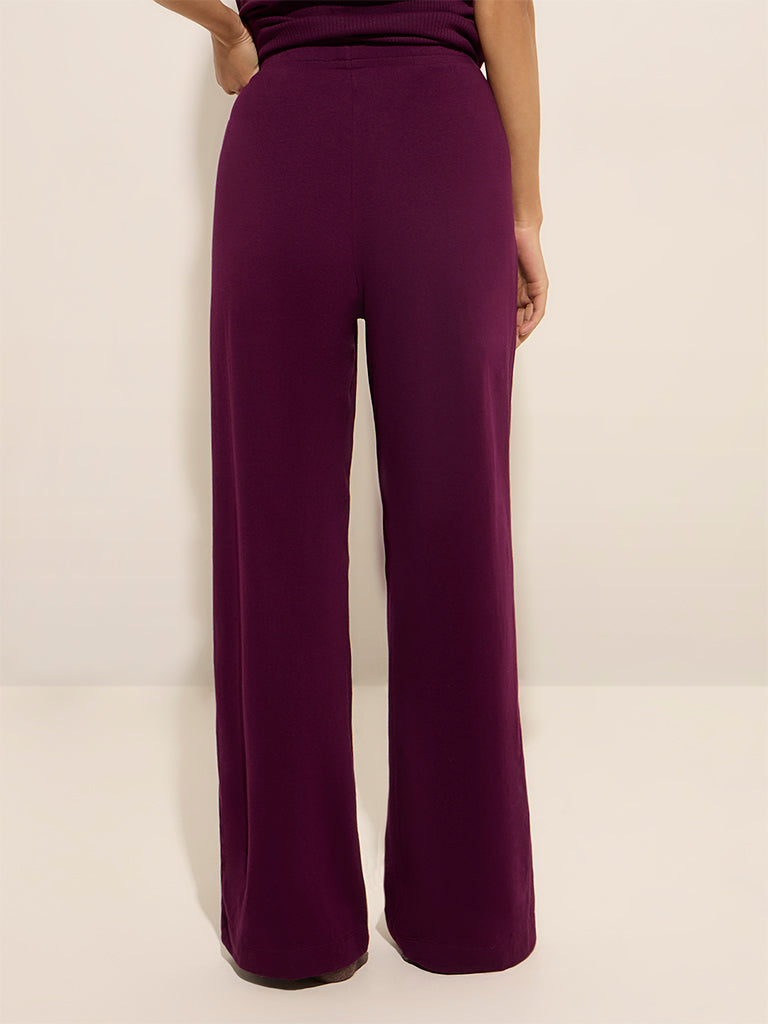 Superstar Purple High-Rise Cotton Blend Pants